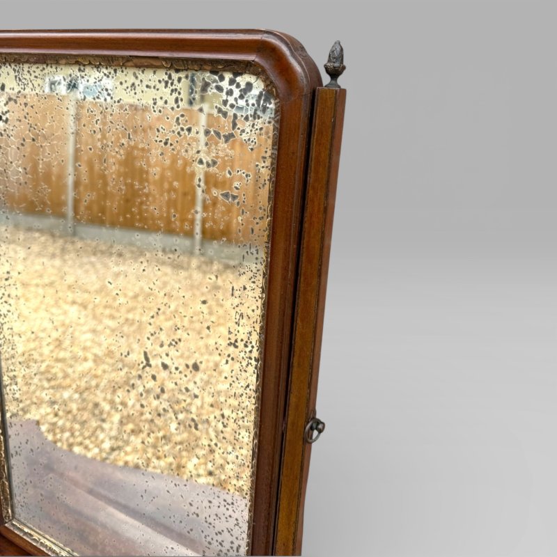 Antique Georgian 1790 Mahogany & Gilt Dressing Table Mirror with Brass Handles - Image 7